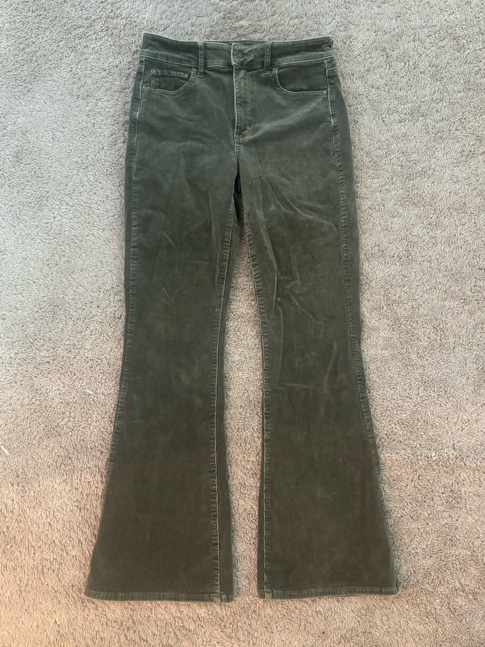American eagle super stretch Flared Corduroy Pants in Olive Green